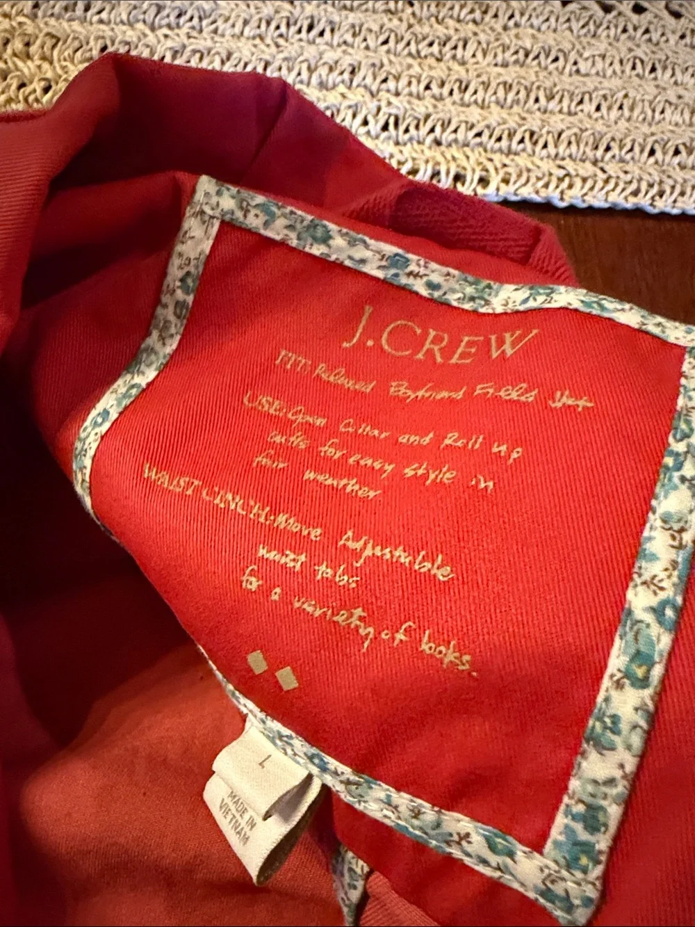 J. Crew Red Utility Field Jacket with Gold-Tone Snaps
